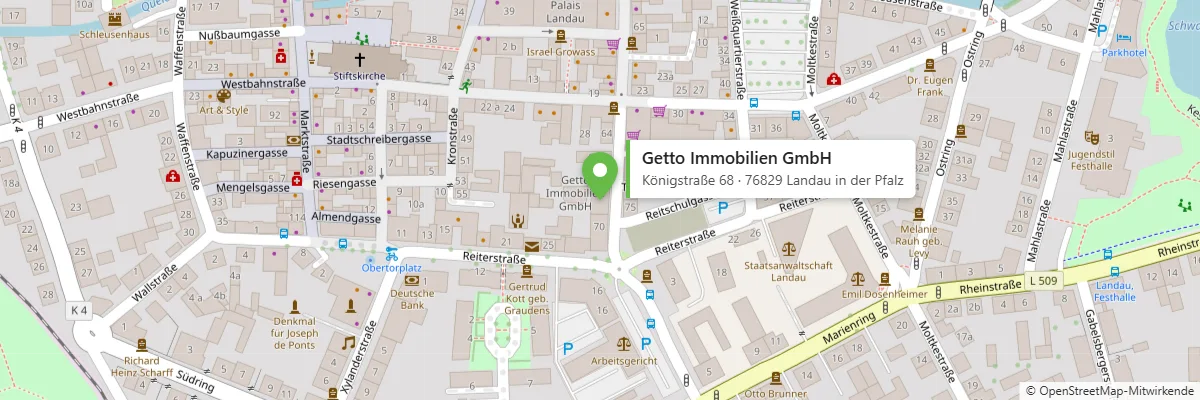 Lageplan Getto Immobilien GmbH, Königstraße 68, 76829 Landau in der Pfalz